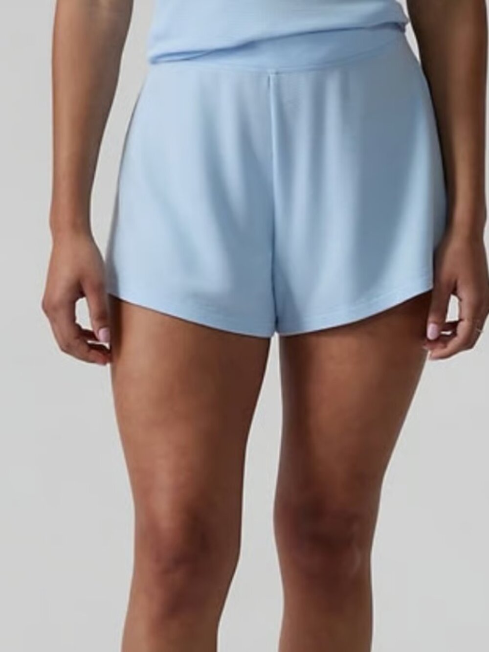 NWOT - Athleta Wind Down Sky Blue Waffle-Knit Sleep Knit Shorts